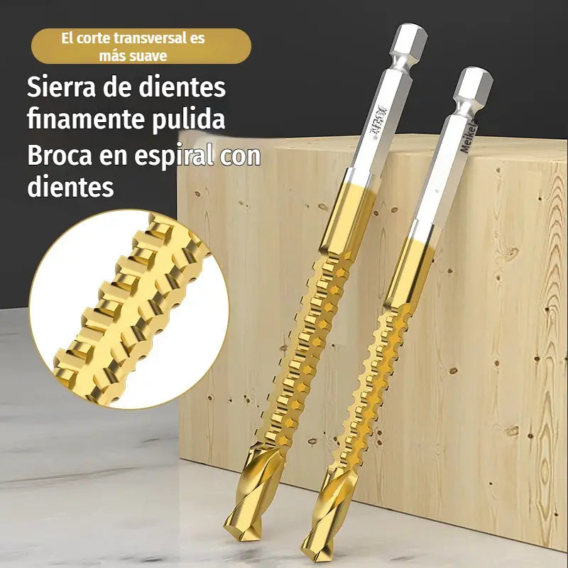 🛠️🔧(6 piezas)Broca helicoidal de acero de alta velocidad con revestimiento de titanio 2 en 1 – Vástago hexagonal, adecuada para taladrar y ranurar madera y metal🔩
