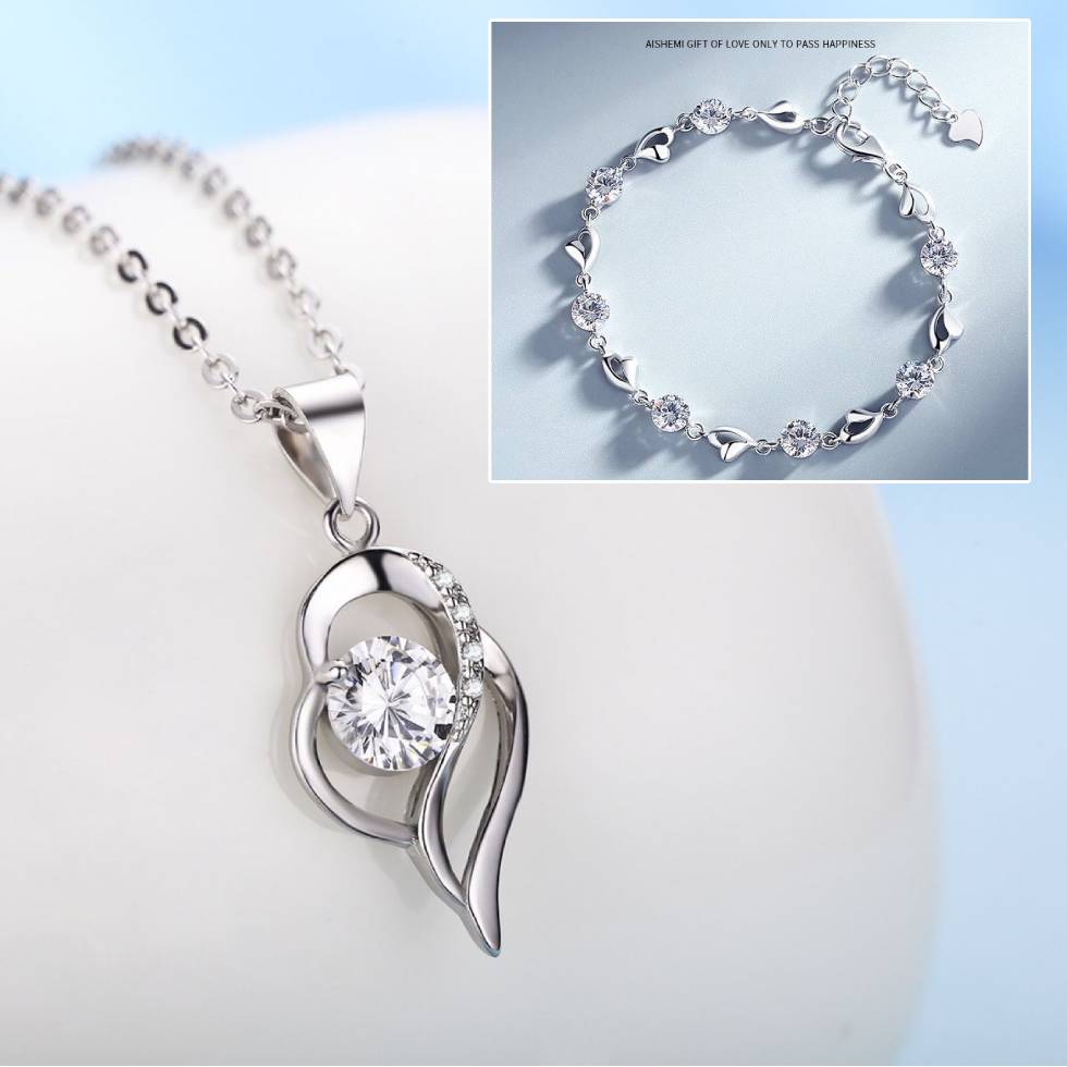 ✨✨【Kupite jedan, dobijte jedan gratis】💎💎Komplet narukvice i ogrlice od 925 srebra s motivom oceanskog srca-H