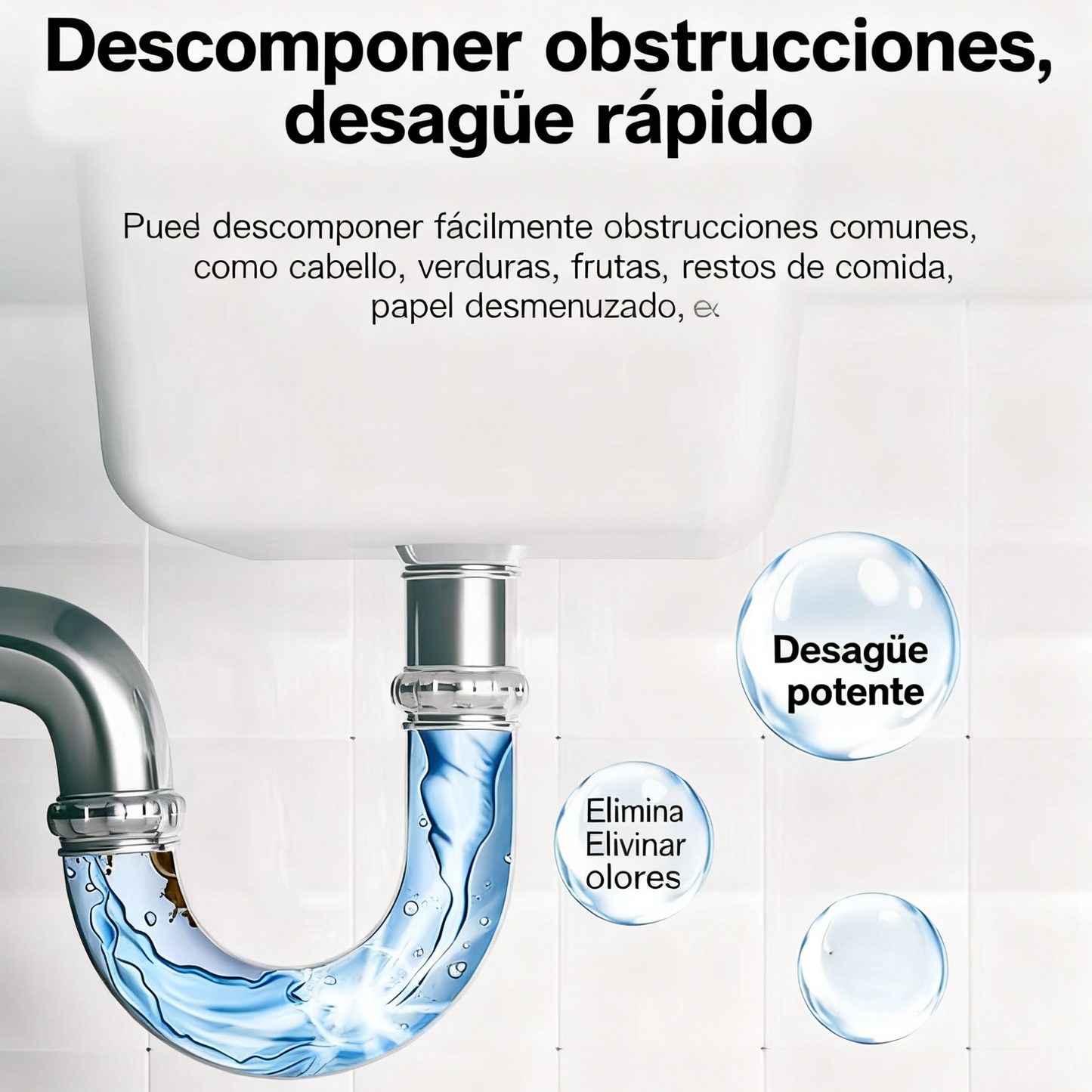 🛁💦【Oferta por tiempo limitado】🌟Limpiador de fregaderos y desagües: Espuma de alta densidad a partir de extractos y enzimas en descomposición.