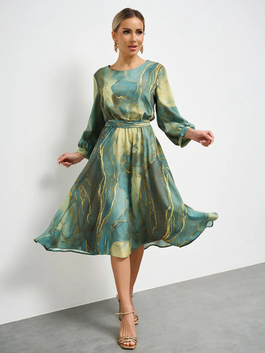 🔥👗Top hit 2026 Akcia【S–5XL】 rochie verde elegantă cu mânecă lungă și fustă!