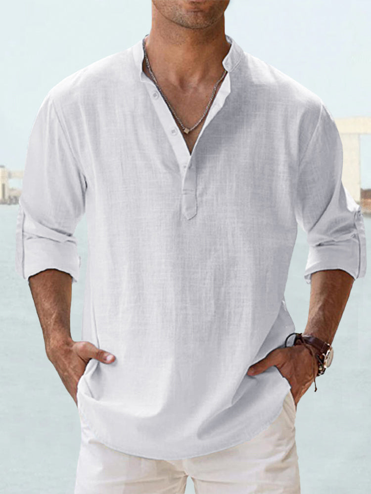 🤩✨【S-5XL】Camisa de manga larga para hombre, material de algodón y lino.
