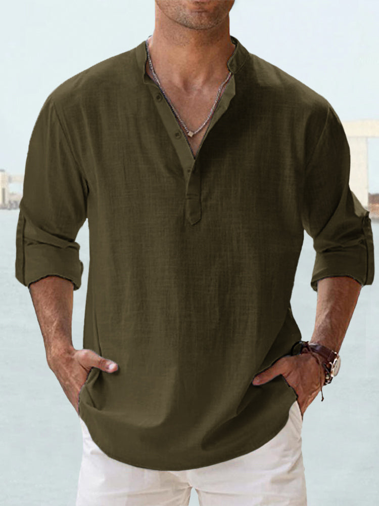 🤩✨【S-5XL】Camisa de manga larga para hombre, material de algodón y lino.