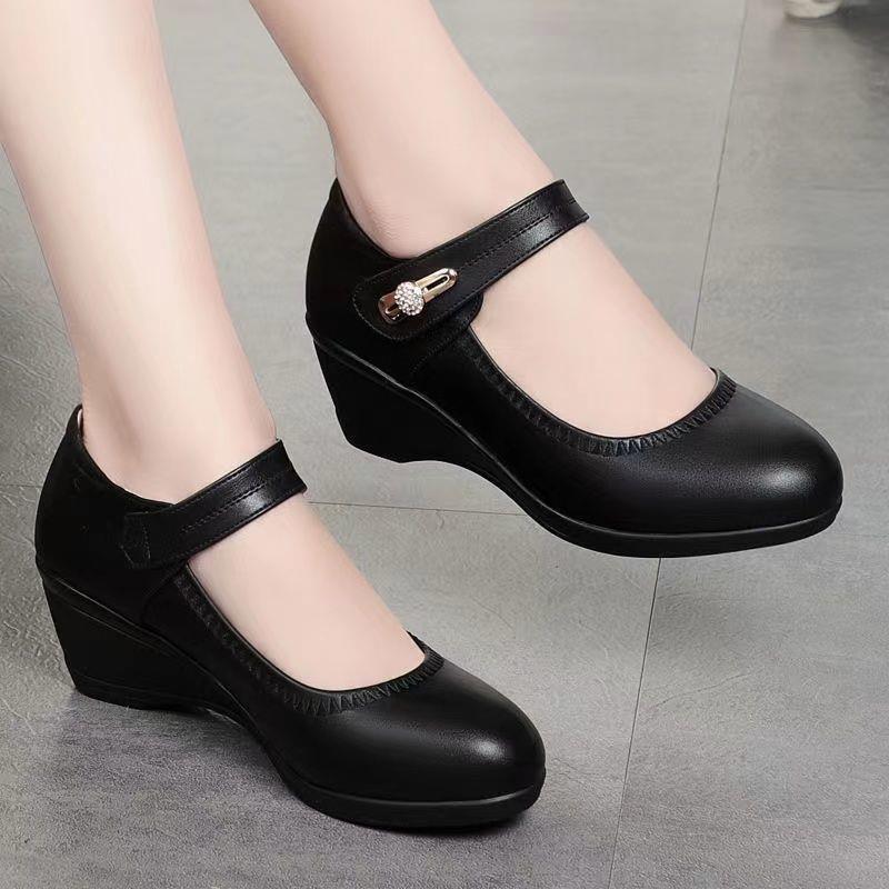 🏆50% OFF👡【35-41】Piele moale talpă moale toc pană anti-alunecare pantofi din piele pentru mamă