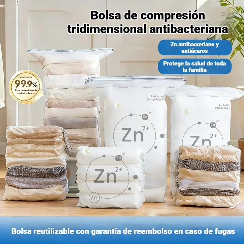 【30%OFF】🧳【Juego de 5 piezas】💨 Bolsa de almacenamiento al vacío grande y compresible: no requiere bomba, es a prueba de fugas e ideal para ahorrar espacio en maletas y en casa ✈️