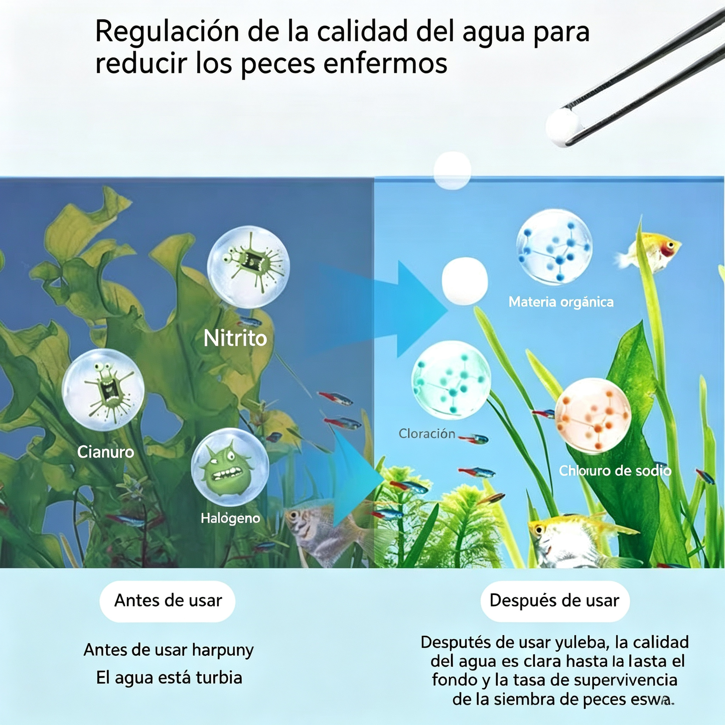 🐟【300 tabletas】💧 Tabletas efervescentes para limpiar el agua de acuarios y estanques, tabletas oxigenantes para acuarios 🔥