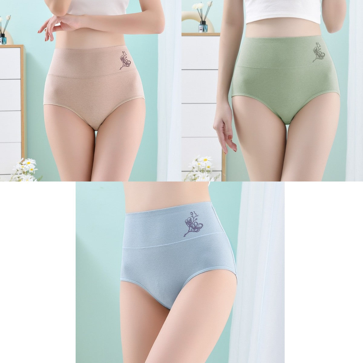 💖Último día 50% de descuento- 【Compra 3 y llévate 3 gratis】Braguitas de algodón puro de cintura alta y realce de cadera, tallas grandes (40-100 kg)