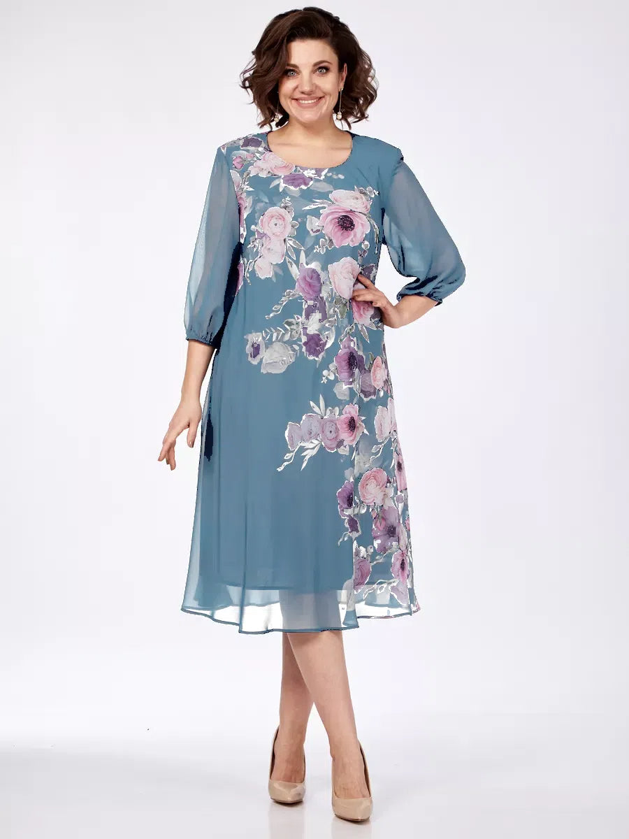 🌸 49% reducere 💥💕【S-5XL】2025 Rochie eleganta de primavara din sifon cu imprimeu floral🌷