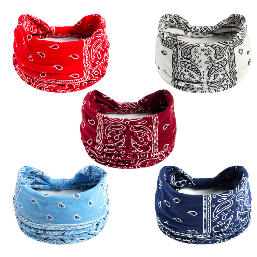 🔥 【Compra 2 y obten 2 gratis】 Diadema anudada Boho Paisley para mujer - Diadema elástica ancha para yoga, correr y deportes - Accesorios para el cabello elegantes