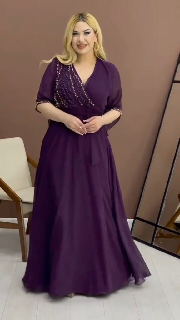 🔥✨【Vânzare fierbinte🔥】【S-5XL】 Rochie de înaltă calitate cu decolteu în V, la modă și elegantă, în stil nou 2025