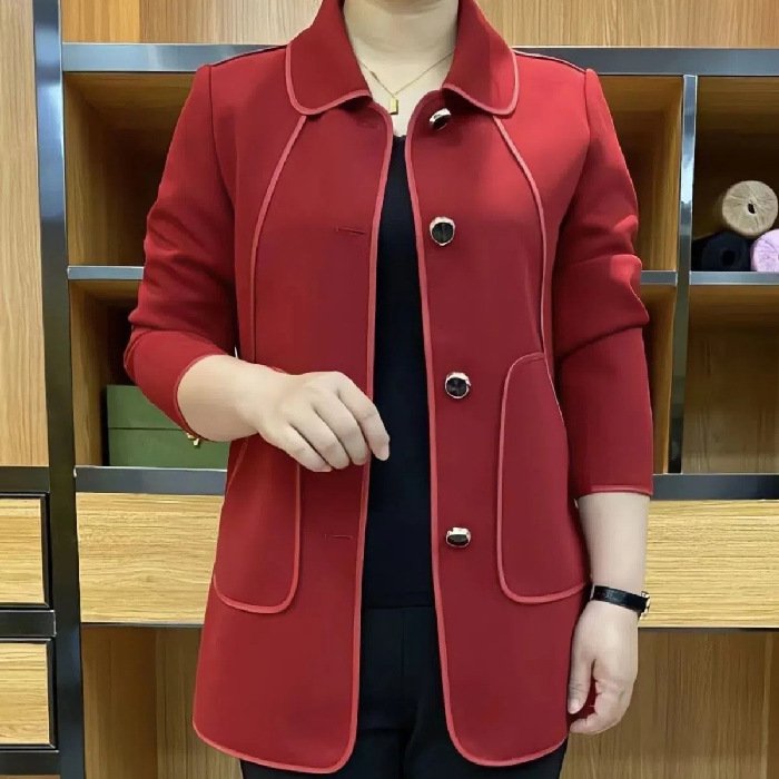 🔥【M-4XL】Nouă haină la modă cu rever de culoare solidă 3757976