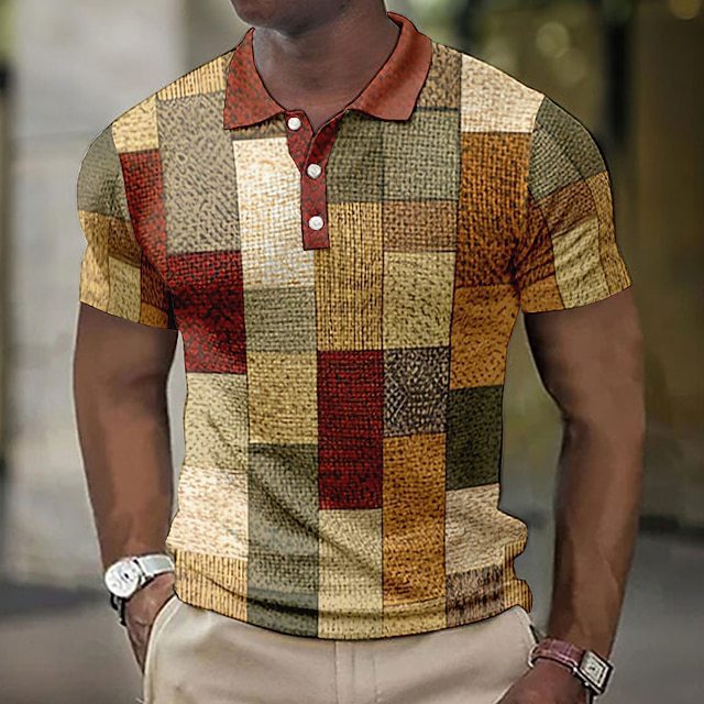 💥👕【50% de descuento】🛒【S-5XL】Camisa POLO con estampado geométrico casual para hombre 2025, moderna y cómoda, con forma