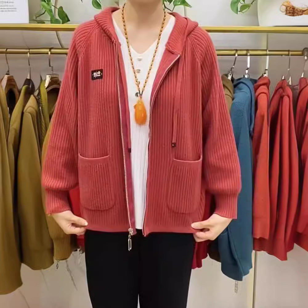 💓💓【45% OFF】【45-80 kg】2025 New Vertical Stripe Hooded cu glugă Monogrammed Zip Top