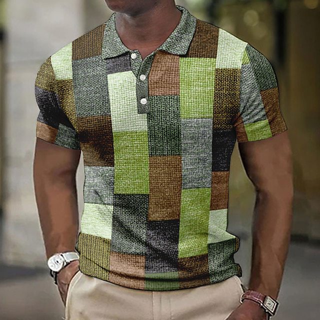 💥👕【50% de descuento】🛒【S-5XL】Camisa POLO con estampado geométrico casual para hombre 2025, moderna y cómoda, con forma