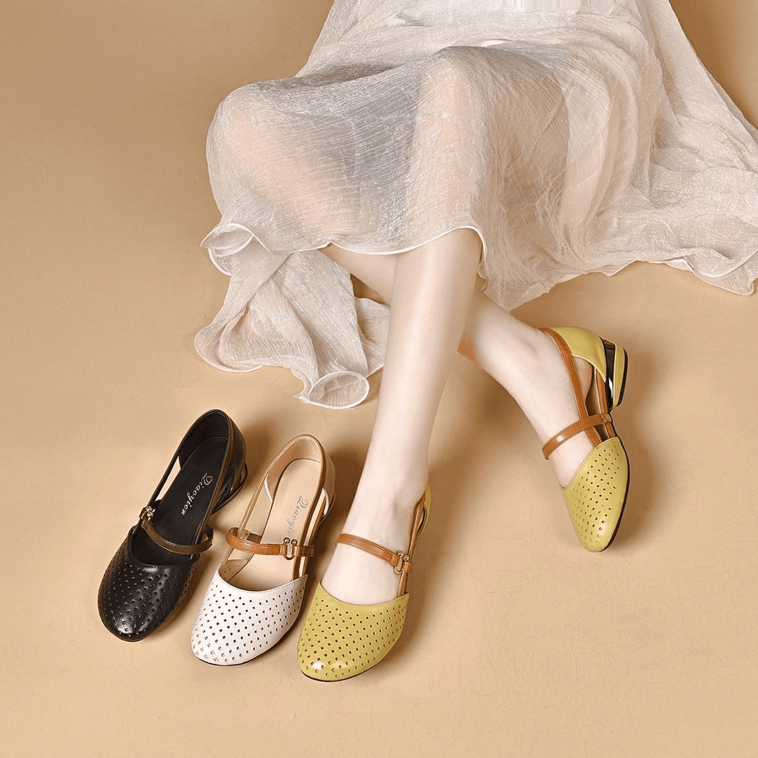 🔥🌴【35-42】Primăvara 2025, Sandale de damă, elegante, din piele naturală, cu toc mic, talpă moale
