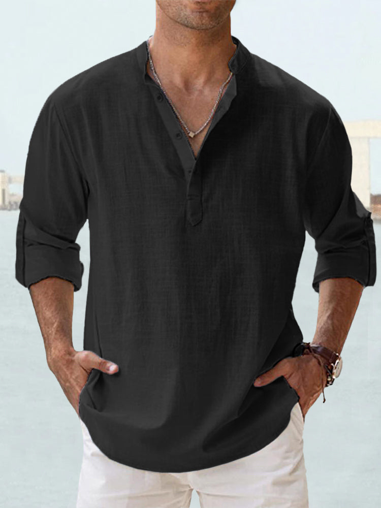 🤩✨【S-5XL】Camisa de manga larga para hombre, material de algodón y lino.