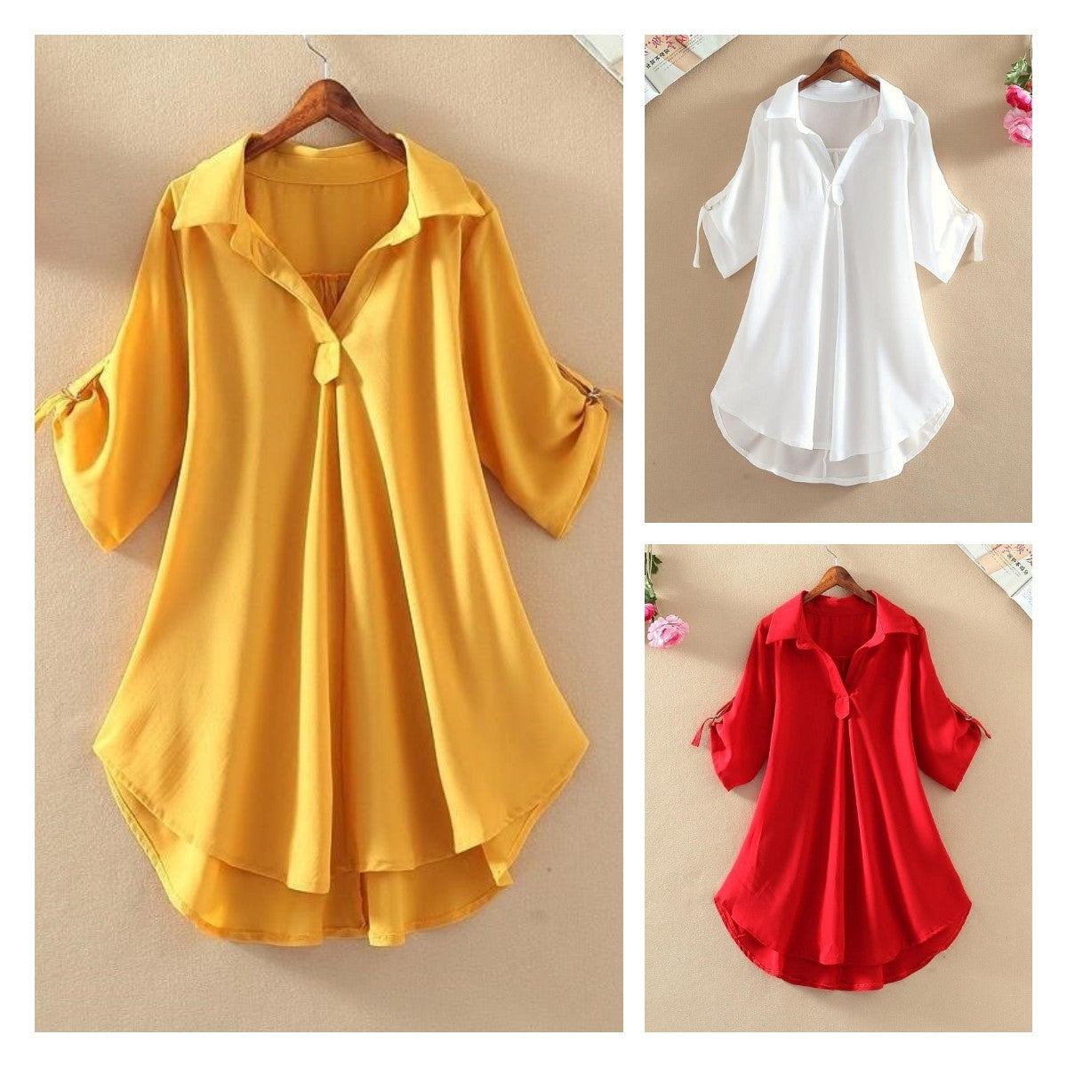 ✨💗【Stoc limitat🔥】【S-3XL】 2025, la modă nouă, elegantă, cămașă lejeră, casual, din șifon, de culoare uni