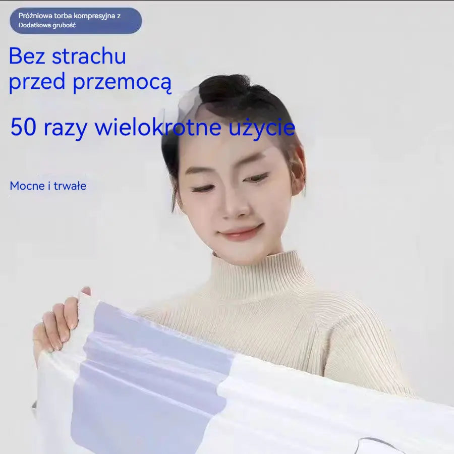 🧳【Zestaw 5 sztuk 119 PLN】💨 Duży, kompresyjny worek próżniowy: Nie wymaga pompki, jest szczelny i idealny do oszczędzania miejsca w walizkach oraz w domu ✈️