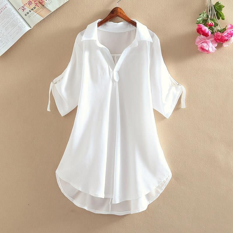 ✨💗【Stoc limitat🔥】【S-3XL】 2025, la modă nouă, elegantă, cămașă lejeră, casual, din șifon, de culoare uni