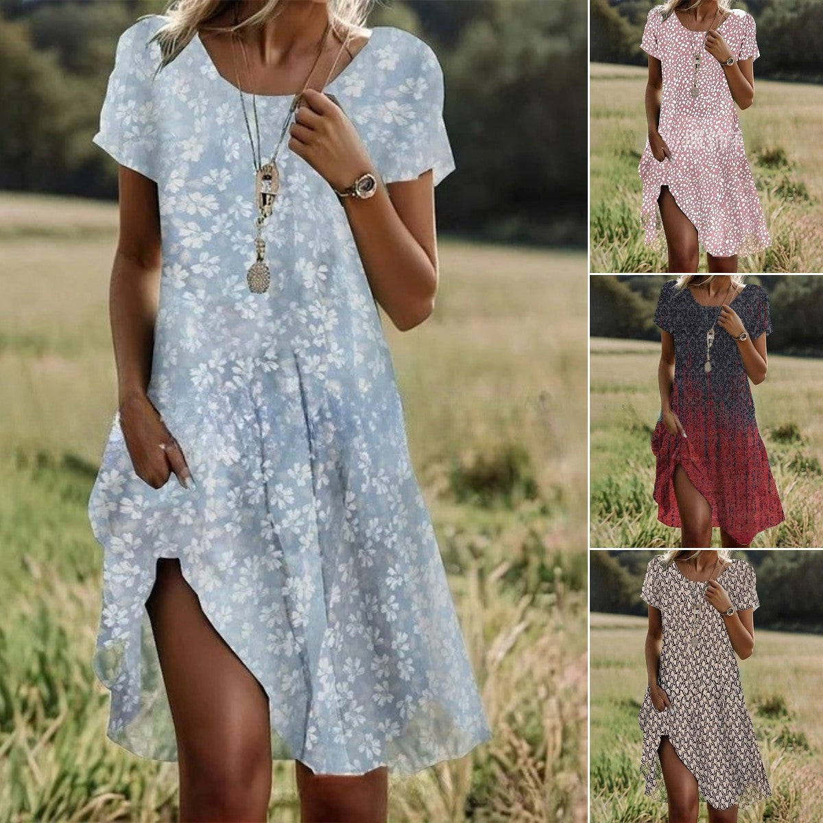 💖Promoție nouă【S-3XL】👗Rochie nouă 2025 cu guler rotund