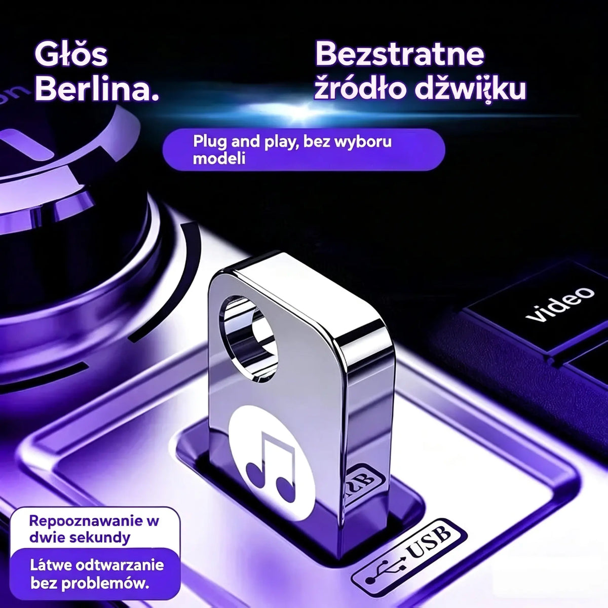 【Music U Disk】 Zawiera 8000 utworów, 600 MV, efekty dźwiękowe 6D