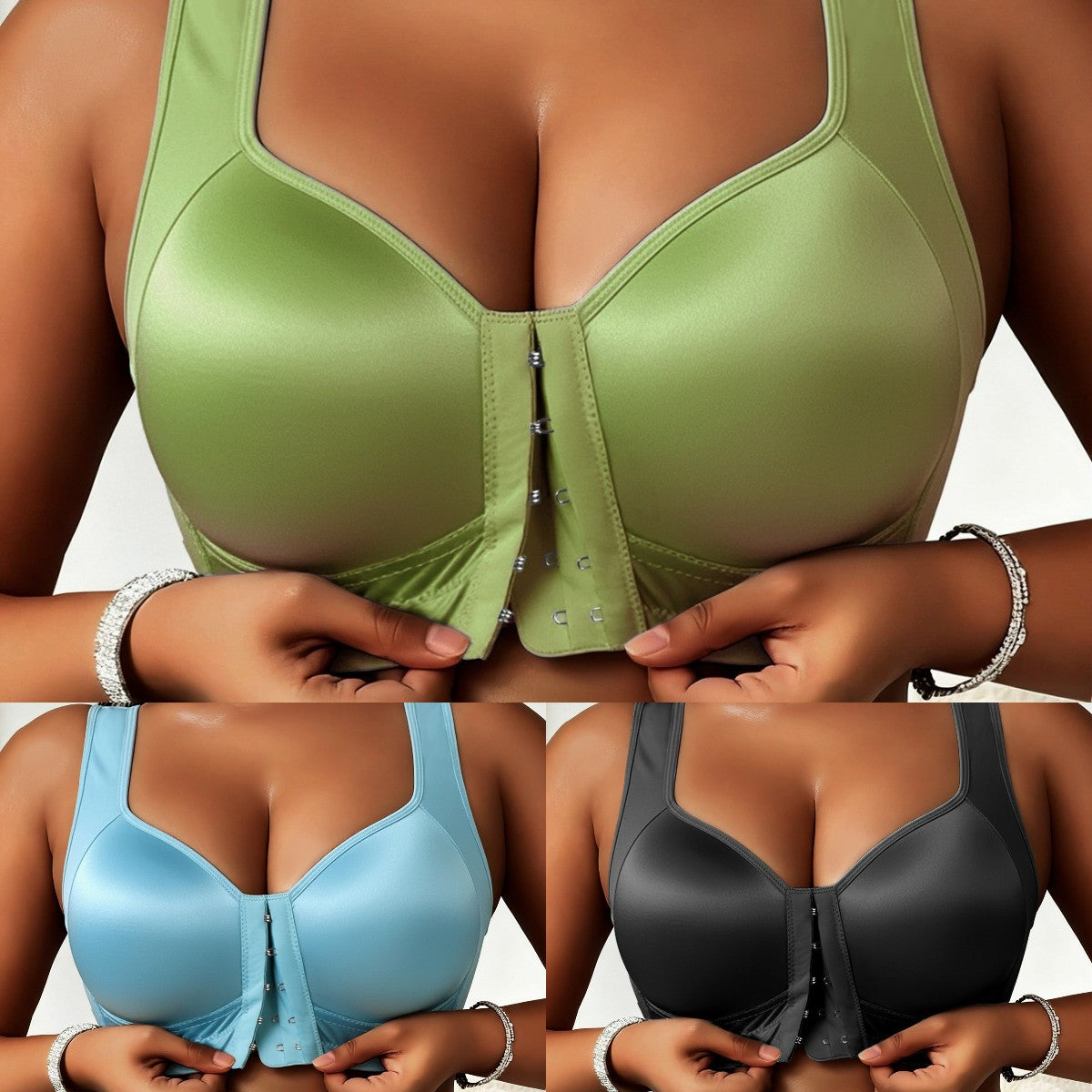 😍👙【Pakiranje od 3 komada】【40-100 kg】Ženski grudnjak za podizanje tijela bez žice, za veće veličine, s kopčanjem sprijeda i protiv opuštanja