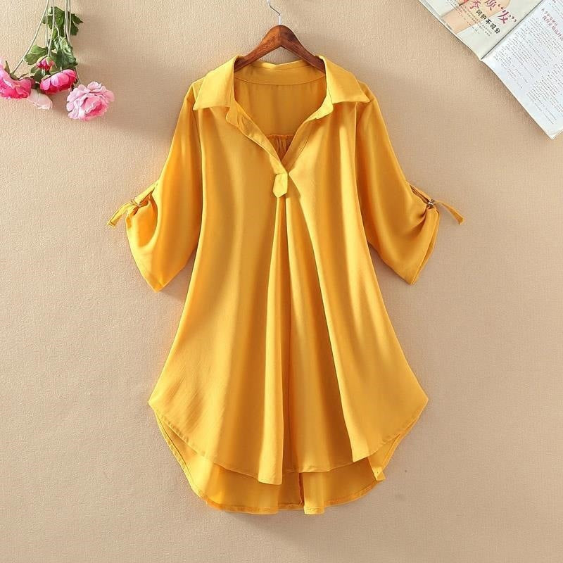 ✨💗【Stoc limitat🔥】【S-3XL】 2025, la modă nouă, elegantă, cămașă lejeră, casual, din șifon, de culoare uni