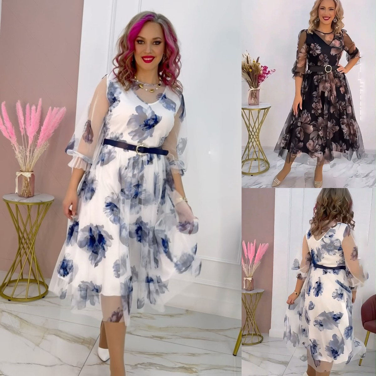 🌸💥【S-5XL】👗Rochie nouă de vară elegantă cu imprimeu moale șifon, potrivită pentru purtarea zilnică