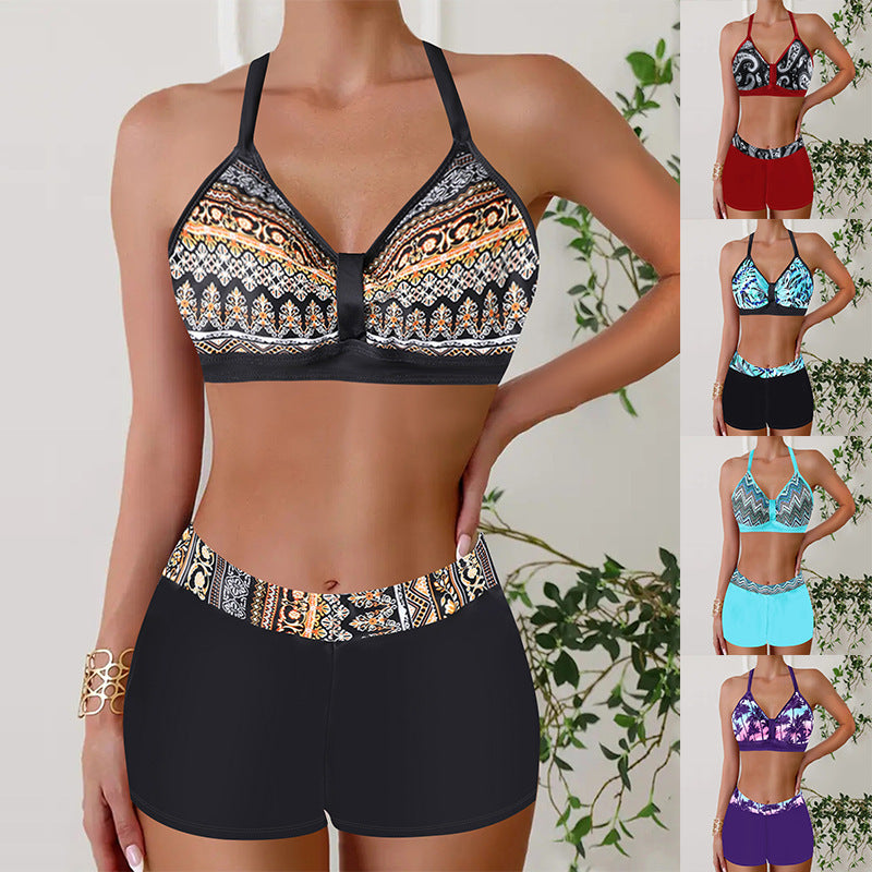 🏖️👙【Ofertă mare】🌴【S-5XL】Set de costume de baie imprimat vacanță pe plajă 2025