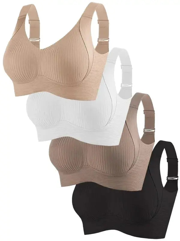 🧊【4 sztuki】🍃Damski biustonosz jednoczęściowy bez szwów i fiszbin, oddychający nie powodujący potu, waga 40–95 kg