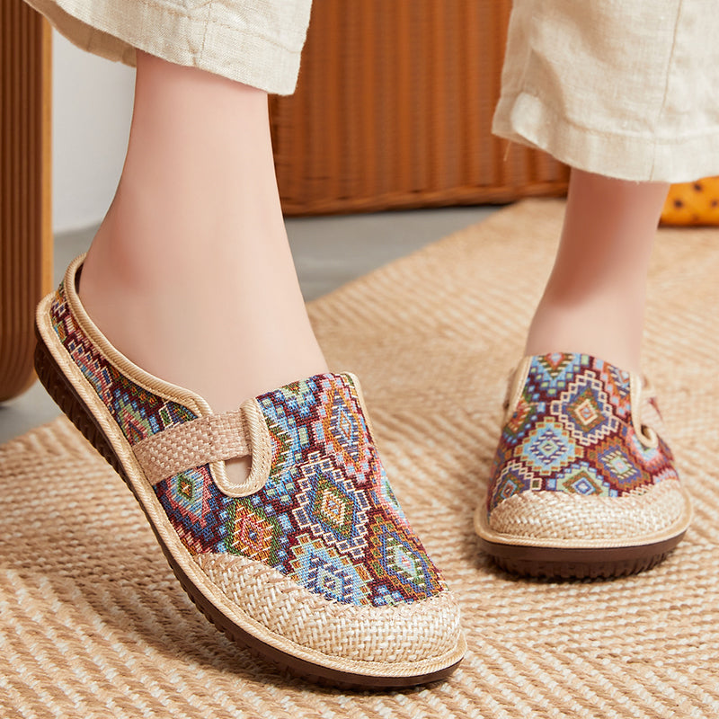 💖【35-41】Papuci de damă cu talpă moale din in brodat