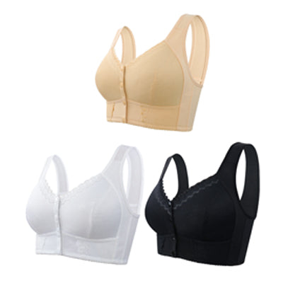 💕(3buc)💕🎁【45kg-155kg】Sutien supradimensionat, respirabil, din bumbac moale, cu nasturi frontali
