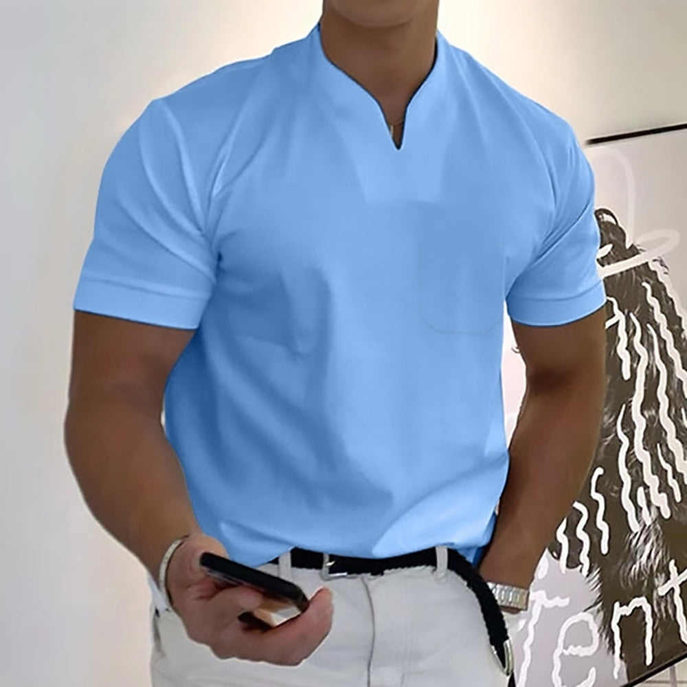 🔥✨【S-5XL】Primăvara 2025 Moda bărbați Respirabil Confort Fitness Tricouri sport de marime mari, tricouri polo cu decolteu în V