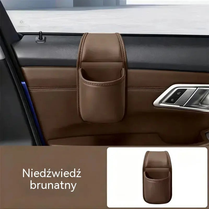 🚗 Więcej miejsca i porządku w samochodzie! Skórzany uchwyt na drzwi samochodu / uchwyt na kubek i telefon (Łatwy montaż na szybie / oferta 1+1 GRATIS – otrzymasz 2 sztuki)! ✨
