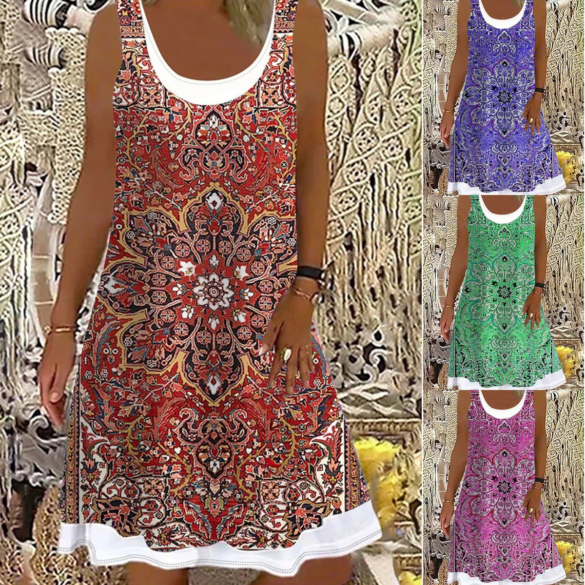👗【50% reducere】💖【S-5XL】2025 rochii casual la modă pentru femei, imprimate, potrivite pentru toate ocaziile
