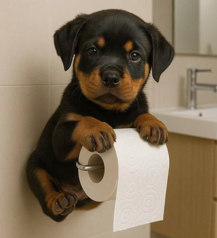 😍【Ofertă limitată în timp】🐕Suport drăguț pentru hârtie igienică în formă de cățeluș - practic și frumos!