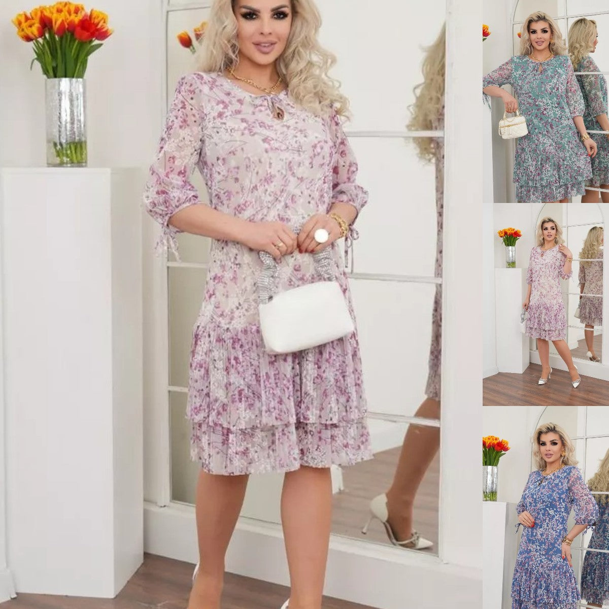 🔥Vânzare fierbinte🔥【S-5XL】 2025 de primăvară și vară, la modă nouă, casual, elegantă, rochie florală de înaltă calitate