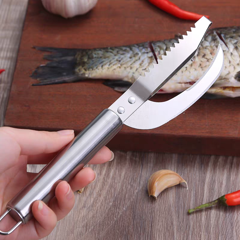 🍲🐟【Ofertă de 2 bucăți】 Cuțit multifuncțional din oțel inoxidabil pentru răzuire eficientă a solzilor de pește