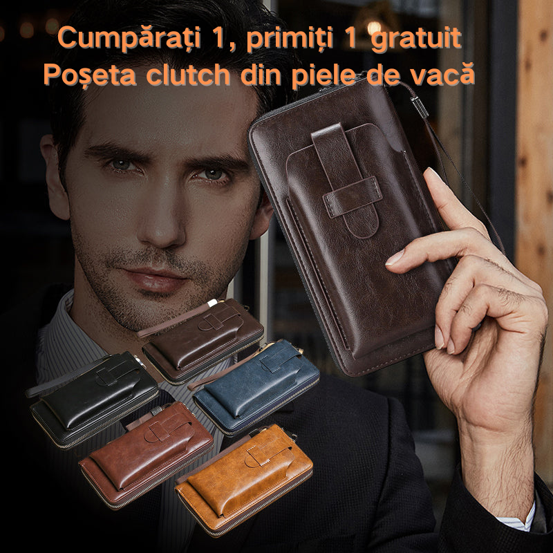 💼【Ofertă limitată în timp】Portofel bărbătesc multifuncțional, realizat manual, din piele naturală