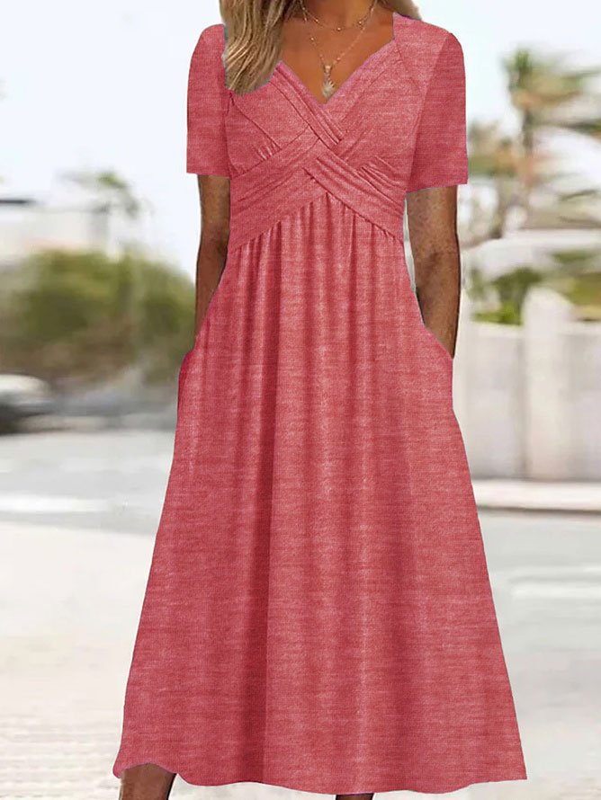 💟【Zľava 50%】【Kúp 1 a 1 zadarmo】【Veľkosti S-3XL】Jednofarebné ležérne midi šaty