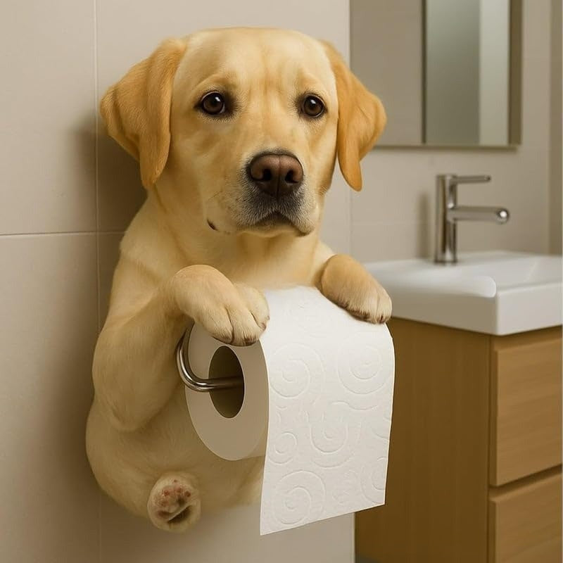😍【Ofertă limitată în timp】🐕Suport drăguț pentru hârtie igienică în formă de cățeluș - practic și frumos!