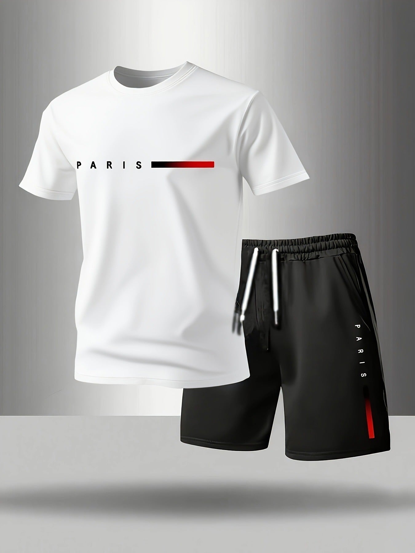 🔥【50% rabatu】✨Męski 2-częściowy letni zestaw sportowy – wygodna koszulka z krótkim rękawem i spodenki na co dzień i do domu