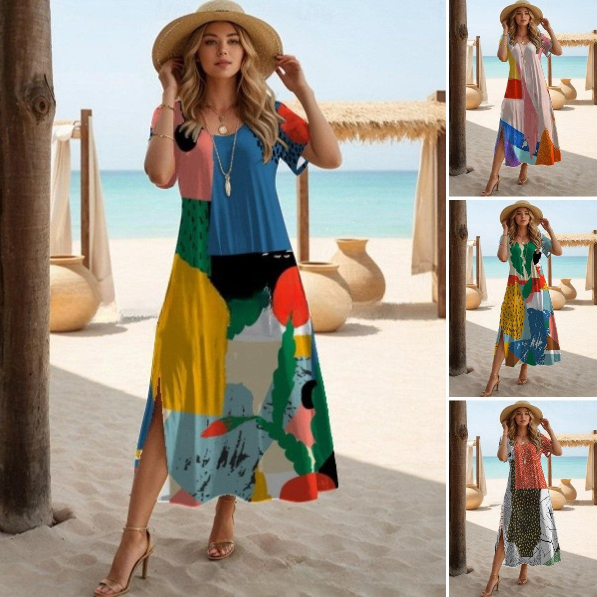 🔥✨【Cantitate limitată】【S-3XL】🌈2025, la modă nouă, elegantă, casual, asortată cu culoarea rochiei de plajă, potrivită pentru vacanța la mare