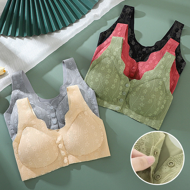 😍【Paquete de 3 piezas】Sujetador sin aros con botón frontal para mujer