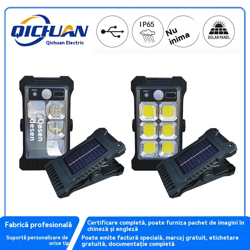 【💥50% OFF💥】Lumină solară cu senzor pentru corpul uman, cu clemă, impermeabilă