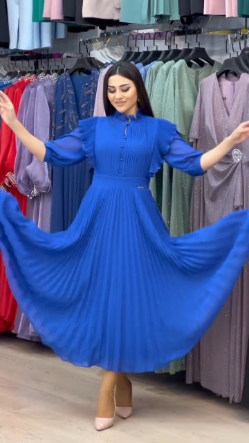 👗🍀【S-5XL】Nou 2025 primăvară-vară: Rochie plisată din șifon cu design elegant — moale și confortabilă de purtat