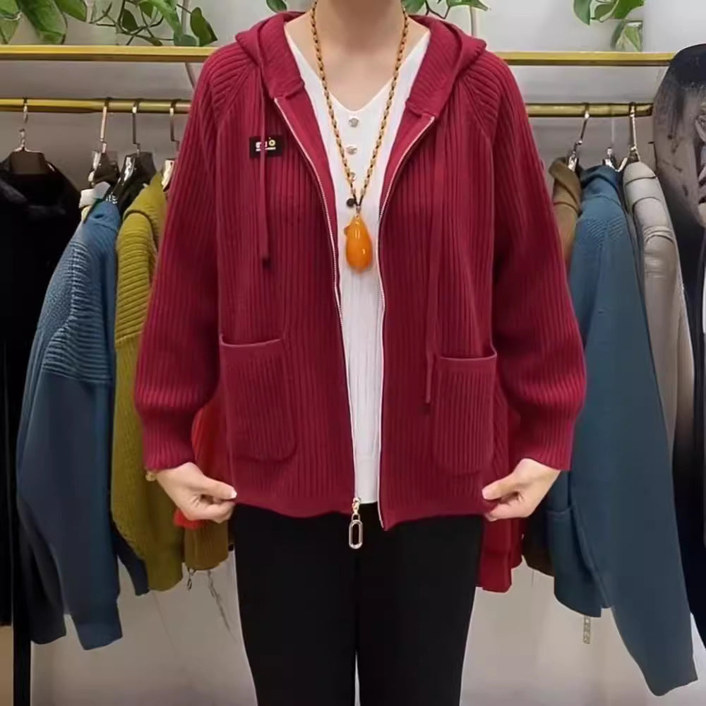 💓💓【45% OFF】【45-80 kg】2025 New Vertical Stripe Hooded cu glugă Monogrammed Zip Top
