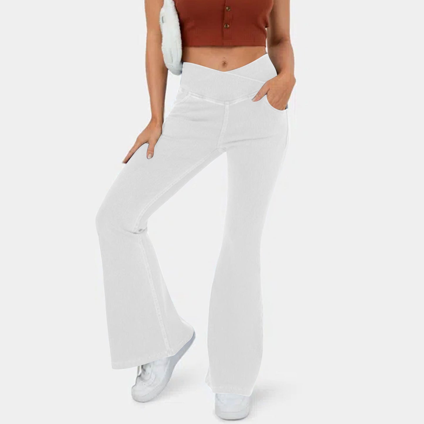 ✅👖【XS-4XL】Úzke rozšírené džínsy s vysokým pásom, tvarujúce zadok