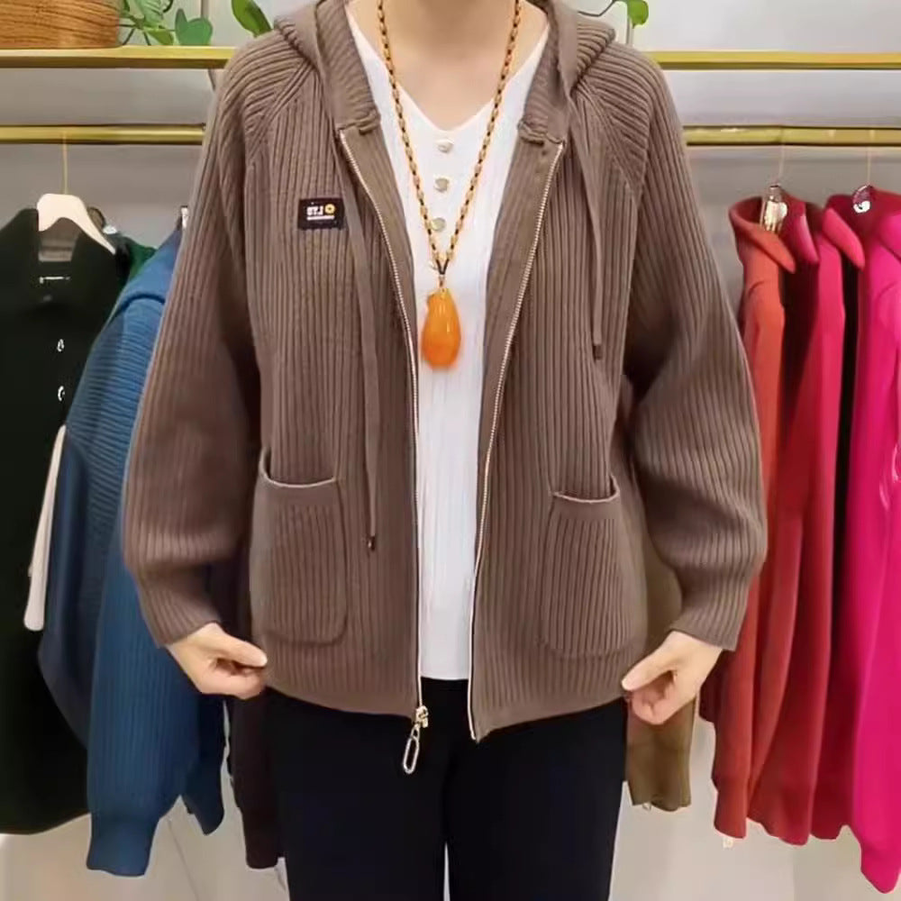 💓💓【45% OFF】【45-80 kg】2025 New Vertical Stripe Hooded cu glugă Monogrammed Zip Top