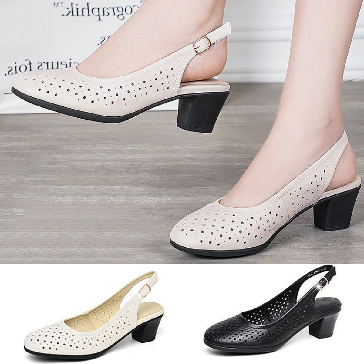 😍【35-41】2025 sandale noi din piele moale, cu toc gros, cu talpă moale