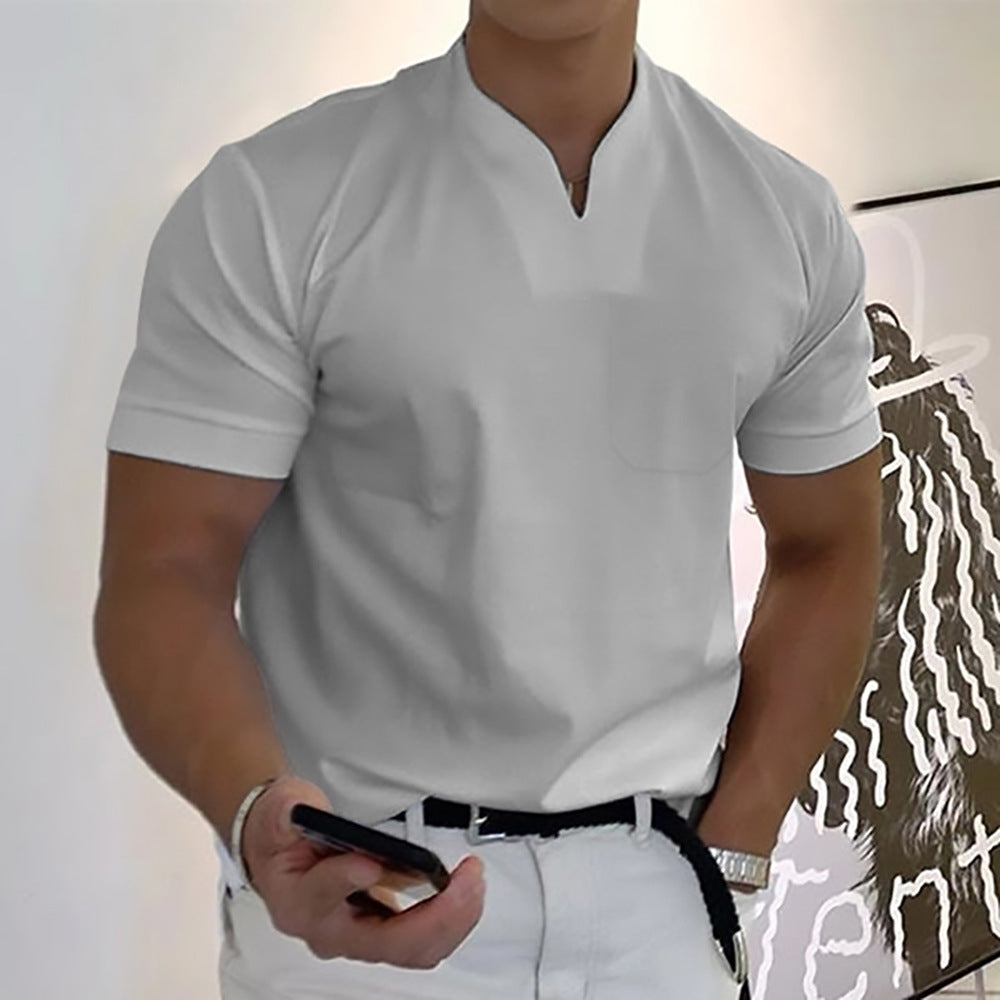 🔥✨【S-5XL】Primăvara 2025 Moda bărbați Respirabil Confort Fitness Tricouri sport de marime mari, tricouri polo cu decolteu în V